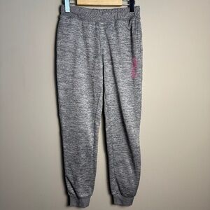 FILA Girls Light Fleece Jogger Sweatpants Gray Size XL (14-16) Pink Logo Pockets